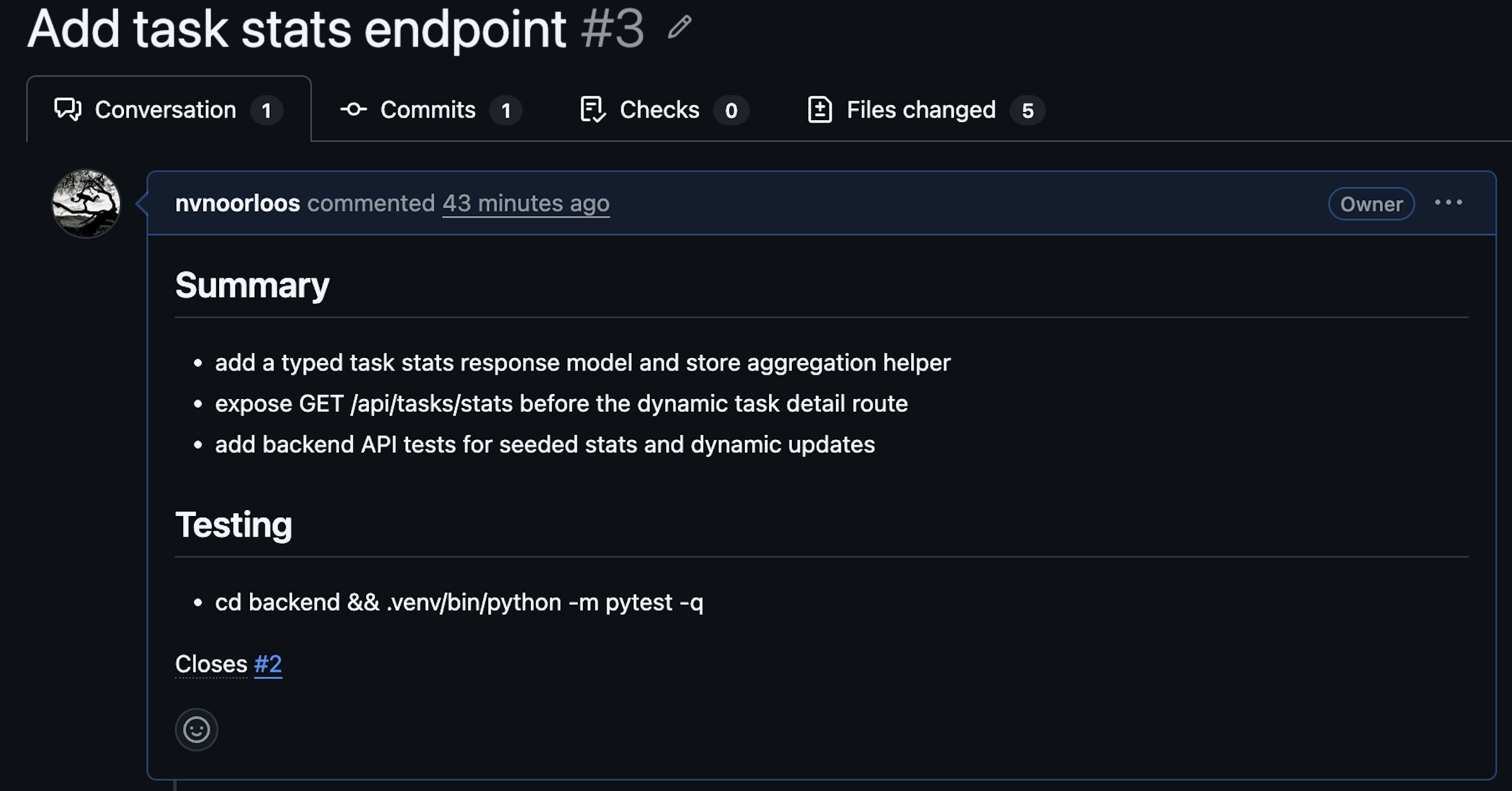 PR created and merged